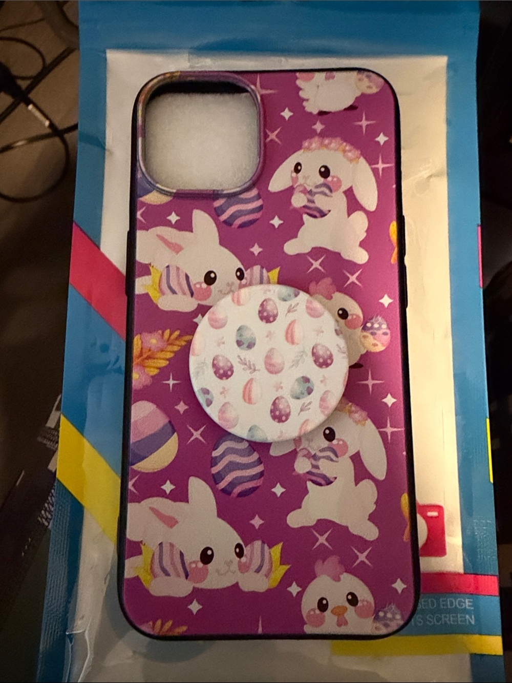 iPhone 14 case Purple Bunny Pattern Phone Case with Pop Grip
